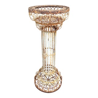 Vintage French Decorative Scrollwork Iron Plant Pedestal For Sale
