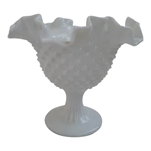 1950s Fenton Footed Hobnail Milk Glass Bowl
