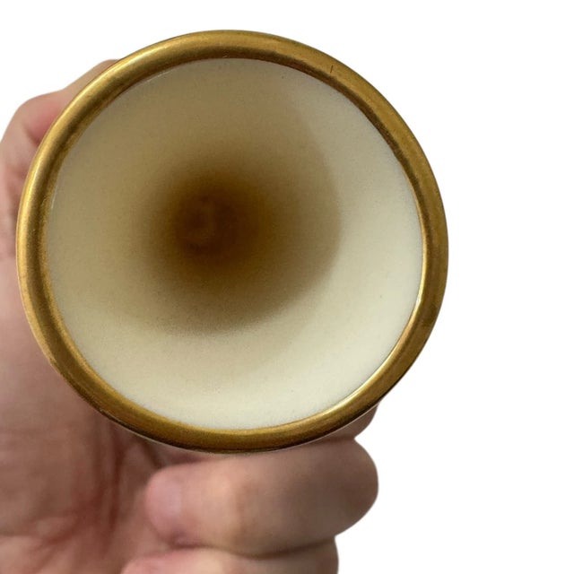 Lenox Bud Vase Ivory Gold Trim Usa Made 7" Ribbed Swirled Vintage For Sale In Philadelphia - Image 6 of 7