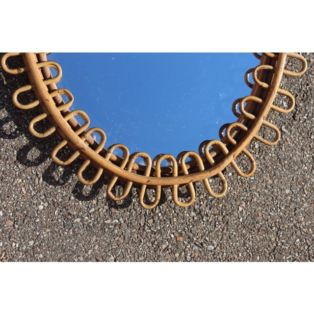 Italian Rattan Mirror from Franco Albini, 1960s For Sale - Image 6 of 8