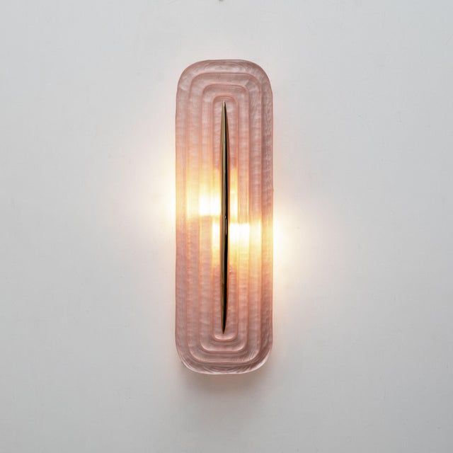Mid-Century Modern Modern Pink Murano Glass and Brass Sconces, Italy, 2000s, Set of 2 For Sale - Image 3 of 8