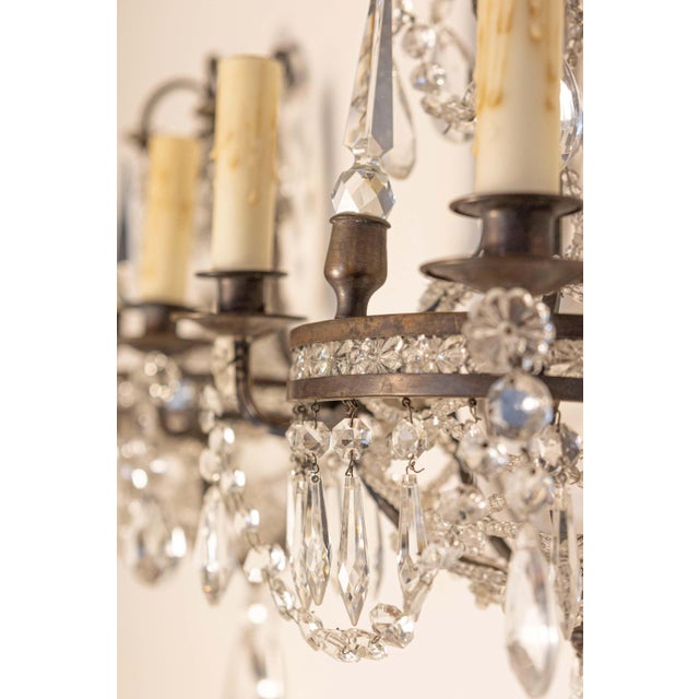 Mid 20th Century French Directoire Style Crystal Two-Light Sconces with Rosette Motifs - a Pair For Sale - Image 4 of 6