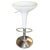 Philippe Starck-style white modernist stool and table set featuring white plastic tops and chromed steel bases. The set...