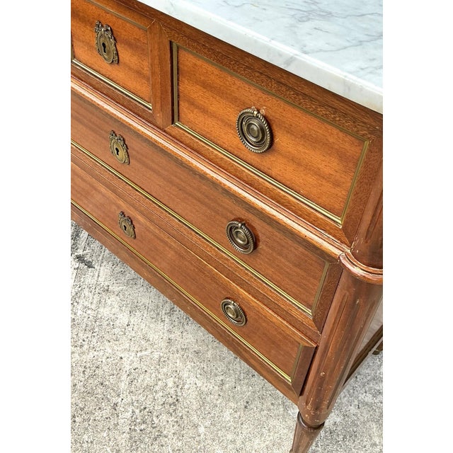Vintage Louis XVI Neoclassical Style Wood and Marble Dresser For Sale - Image 10 of 18