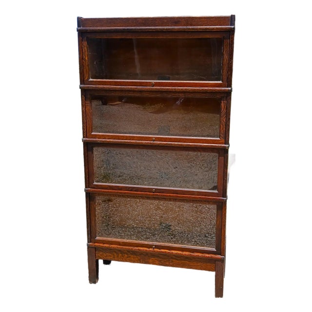 Antique Globe Wernicke 4 Sections Barrister Bookcase Quarter Sawn Oak Mission Style 1920s For Sale