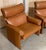 Giorgio Saporiti Pair Saddle Brown Leather Lounge Chairs by Giovanni Offredi for Saporiti, 1970s For Sale - Image 4 of 7