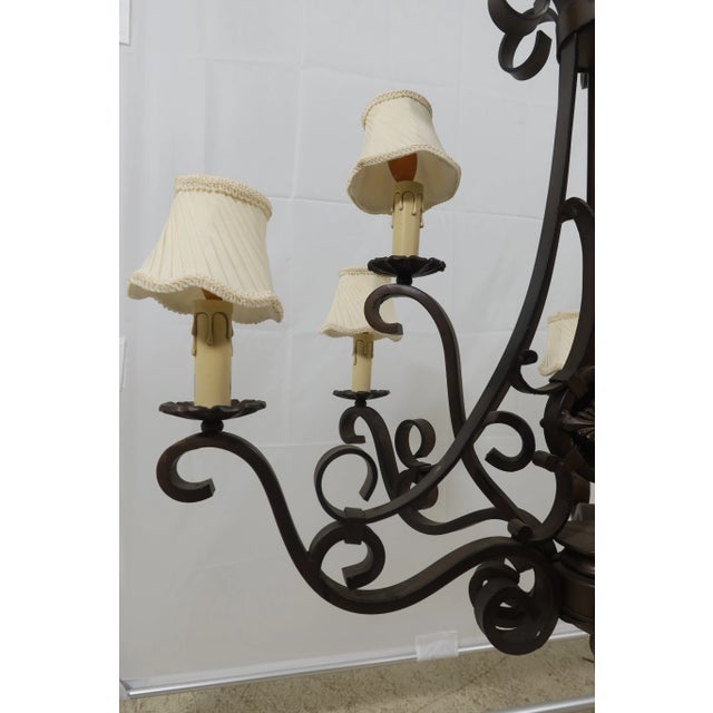 Heavy Wrought Iron 9 Arm Chandelier For Sale - Image 4 of 11