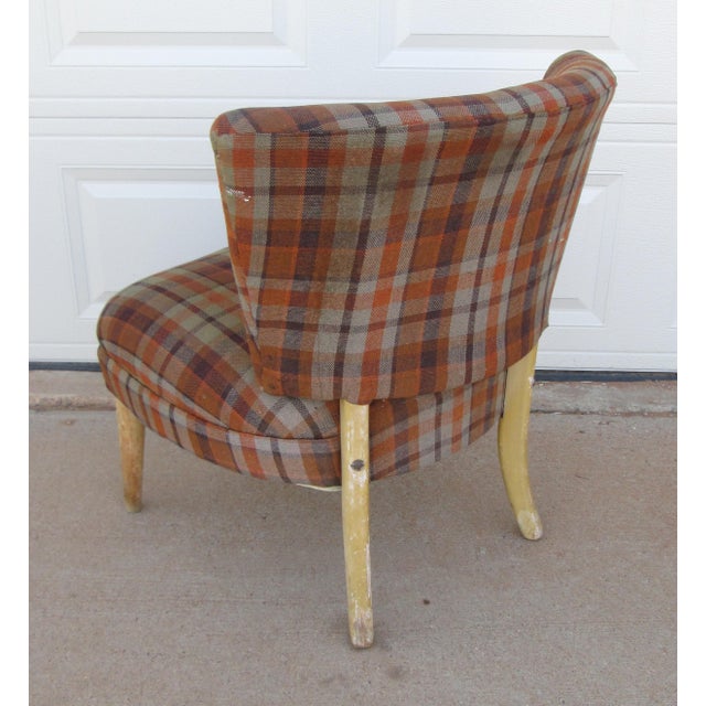Mid 20th Century Cocktail Side Chair Mid Century Modern Plaid For Sale - Image 5 of 13