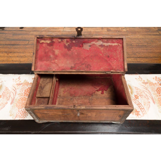 Brass 19th Century Indian Wooden Box with Brass Details and Distressed Patina For Sale - Image 8 of 11