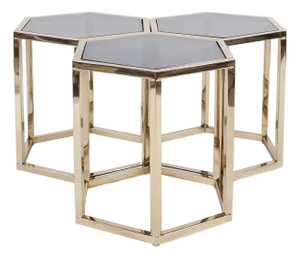 Hexagonal Gold Stainless Steel Table Set
