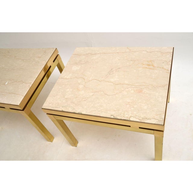 1970s Vintage Italian Brass and Marble Side Tables, 1970s, Set of 2 For Sale - Image 5 of 9
