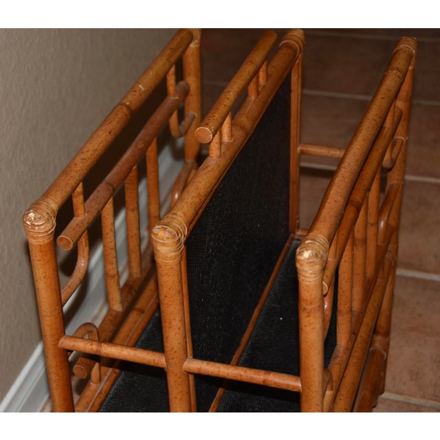 Wood Rattan Pagoda Chinoiserie Bamboo Magazine Rack Book Stand Great City Traders For Sale - Image 7 of 12