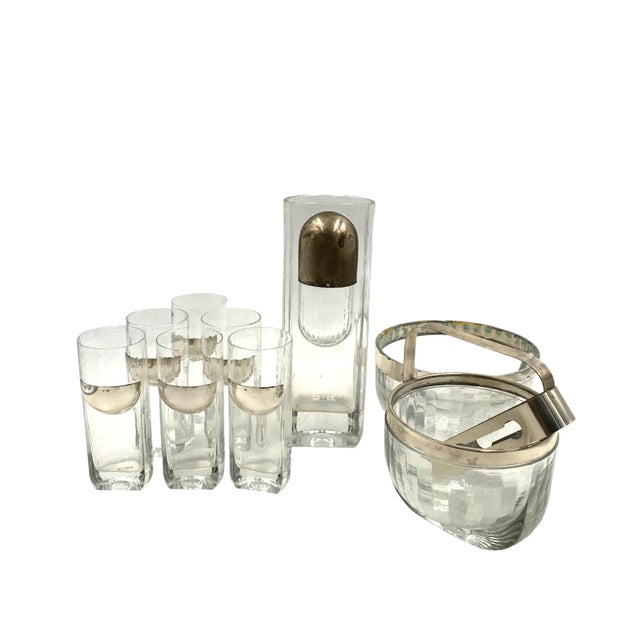 1970s 9 Piece Hollywood Regency Silver Cocktail Set, Taddei Sestini, Kristal Krisla Italy 1970s For Sale - Image 5 of 12