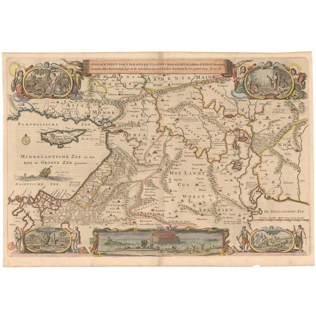 Purple Map of Biblical Sites from Paradise to Canaan by Daniel Stoopendaal, 1686 For Sale - Image 8 of 8