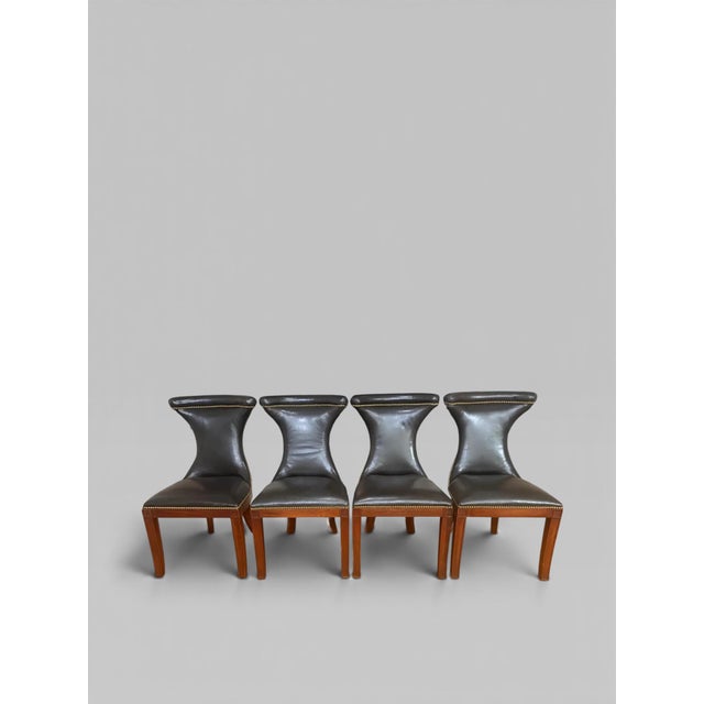 Black Polo Ralph Lauren for Henredon "Highgate" Leather Dining Chairs- Set of 4 For Sale - Image 8 of 14