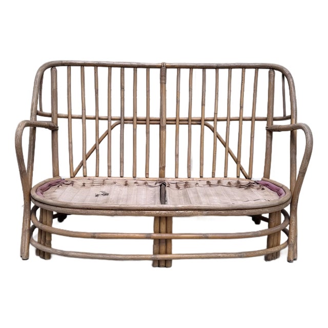 Sweet Vintage Rattan Loveseat For Sale