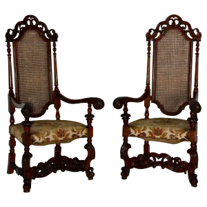 Pair of Spanish Baroque High Back Chairs