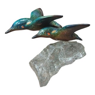 Vintage Late 20th Century Raymond Gongloff Porcelain Sculpture of Kingfishers For Sale