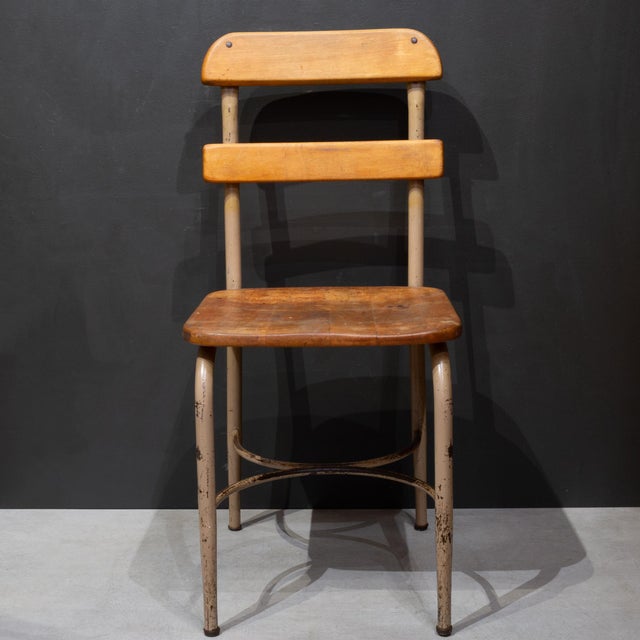 Brown Mid-Century Schoolhouse Maple Desk/Dining Chairs c.1950 For Sale - Image 8 of 12