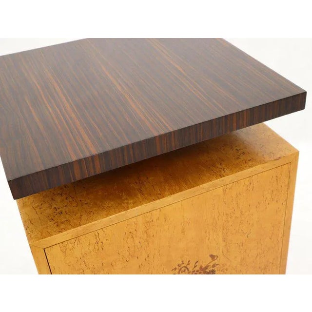 Large Mid-Century Modern Rosewood and Birdseye Maple Cabinets End Tables - a Pair For Sale - Image 6 of 13