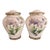 Pair of Vintage Cloisonné Enamel Iris Floral Lidded Jars / Tea Caddies For Sale