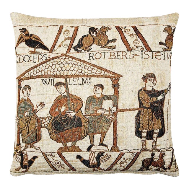 Bayeux-Duke William (Woollen) Tapestry Cushion With Feather Filler - 43x43cm (17"x17") For Sale