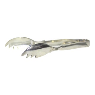 1956 Vintage Silver Sugar or Ice Tongs With Lobster Claw Tips Bar Cart Styling Rogers Flair For Sale