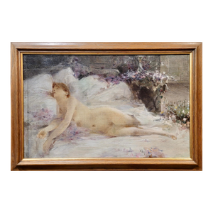 Henri Gervex-19th Century Study of a Reclining Nude Female-Oil Painting