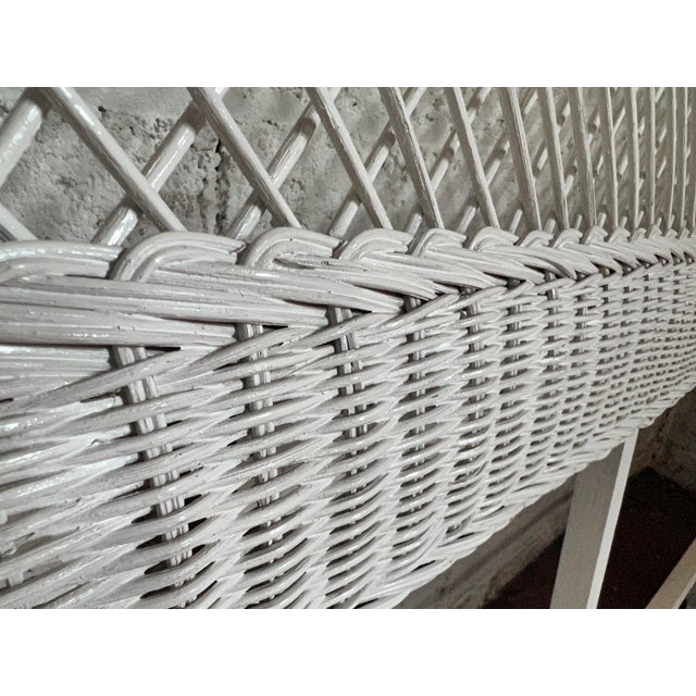 1970s 1970s White Wicker Headboard Queen For Sale - Image 5 of 5