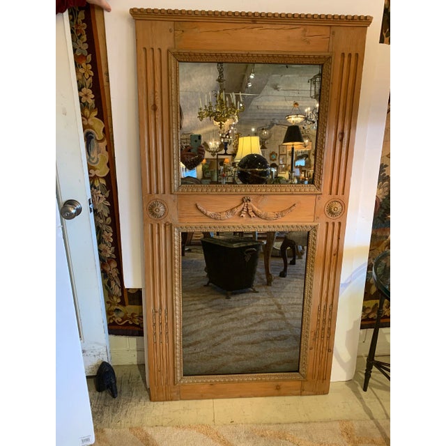 Antique French Hand Carved Oak Trumeau Mirror For Sale - Image 12 of 12