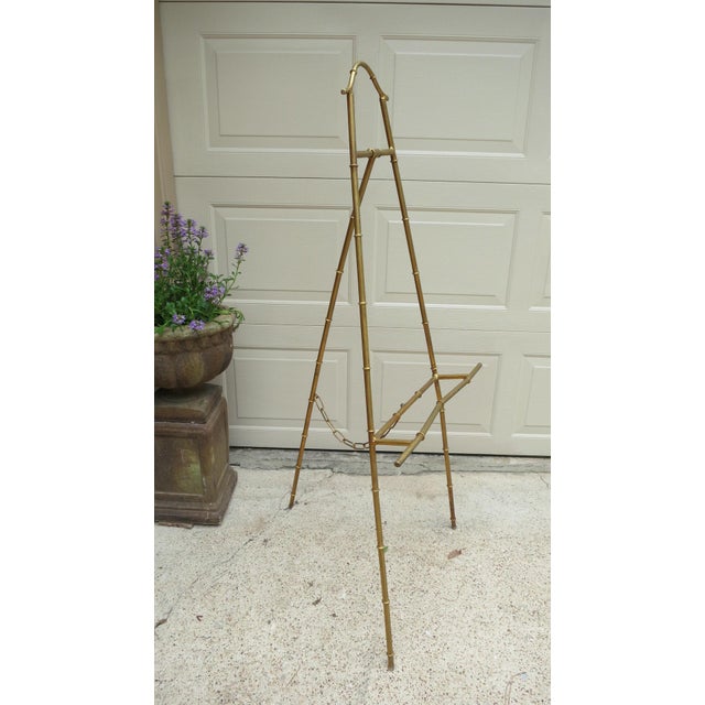 Vintage Faux Bamboo Gold Metal Standing Floor Easel Chairish