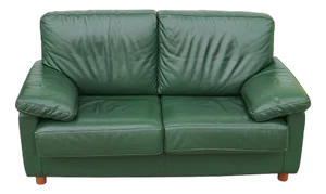 Vintage Green Leather Sofa, 1960s