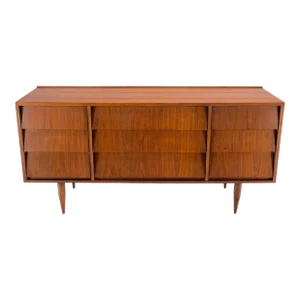 Louver Front 9 Drawers Long Credenza Dresser American Mid-Century Modern