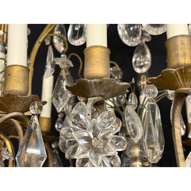 Metal Louis XVI Style, Bronze, Rock Crystal, 12 Light Chandelier, France, 19th C. For Sale - Image 7 of 9