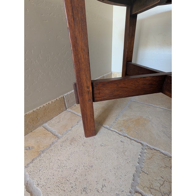 1990s Mission Style Oak Round Side Table For Sale In Phoenix - Image 6 of 6