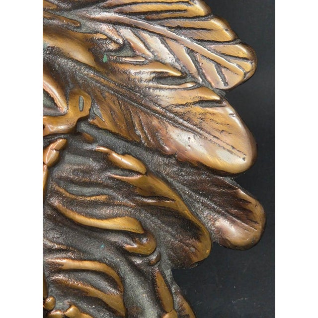 Metal Antique Bronze Plaque of a Native American Warrior For Sale - Image 7 of 10