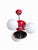 Space Age Pendant Lamp with Three Globes in Red Lacquered Metal, Chrome and Opal Glass, 1970s, in Very Good conditions....