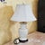 Vintage Ivory Speckled Ceramic Ginger Jar Style Table Lamp With Cream Shade & Wood Base For Sale - Image 13 of 18