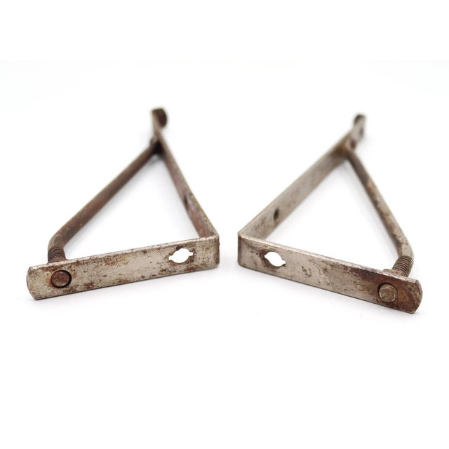 Pair of Vintage Petite Steel Brackets For Sale - Image 4 of 4