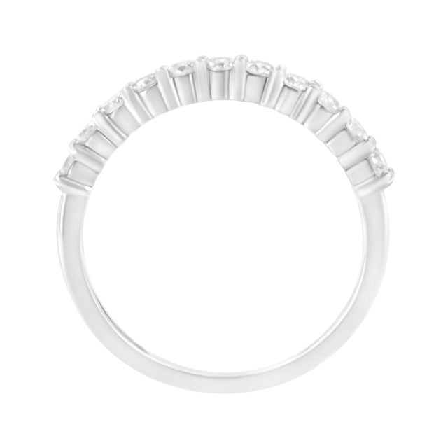 Haus of Brilliance IGI Certified 1/2 Cttw Diamond 10K White Gold Prong Set Fluted Band Style Ring - Size 8 For Sale - Image 4 of 6
