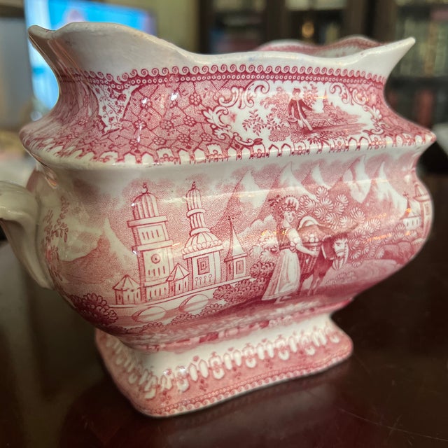 Antique White Vintage Old British Castles Pink Small Tureen, Repurposed Vase For Sale - Image 8 of 12