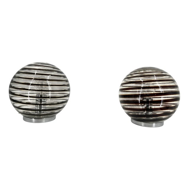 Murano Glass Swirl Table Lamps, 1970s, Set of 2 For Sale