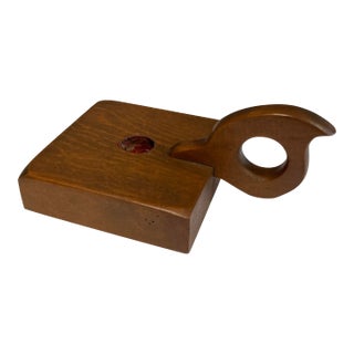 Antique Primitive Wooden Chamberstick Candle Holder For Sale