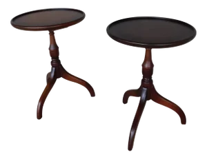 Vintage Regency Style Mahogany Candle Stands - a Pair