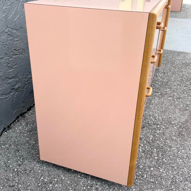 Pink Postmodern Pink Gloss Laminate and Oak Dresser For Sale - Image 8 of 10