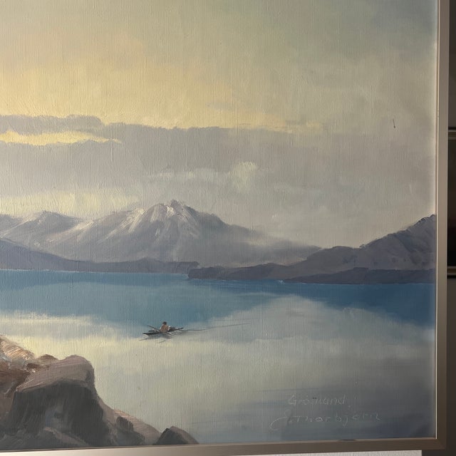 1960s 20 Th Century European School Oil on Canvas Framed Signed by Danish Artist Evelyn Thorbjorn ( 1911-1985) Titled Inuit Morning For Sale - Image 5 of 10