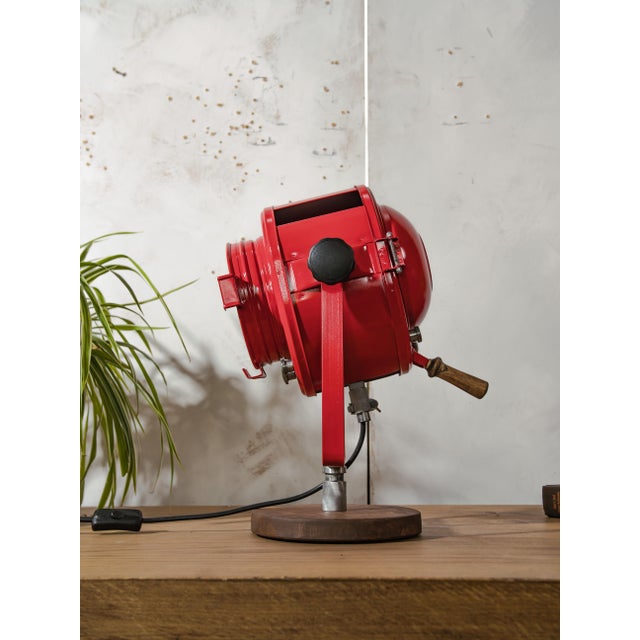 French Red Theater Spotlight Desk Lamp from A.E. Cremer, Paris, 1950s For Sale - Image 6 of 13