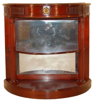 Antique Half Moon Mirrored Mahogany Serving Console