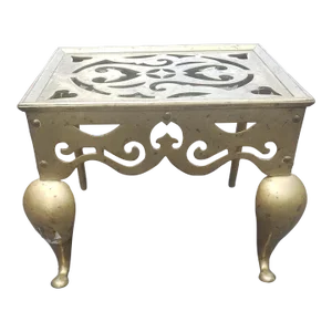 Federal Cast Brass Hearth Bench Fireplace Trivet / Stool, Circa 1840s