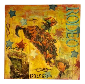 Vintage Original Collage Painting on Board by Teri Causey